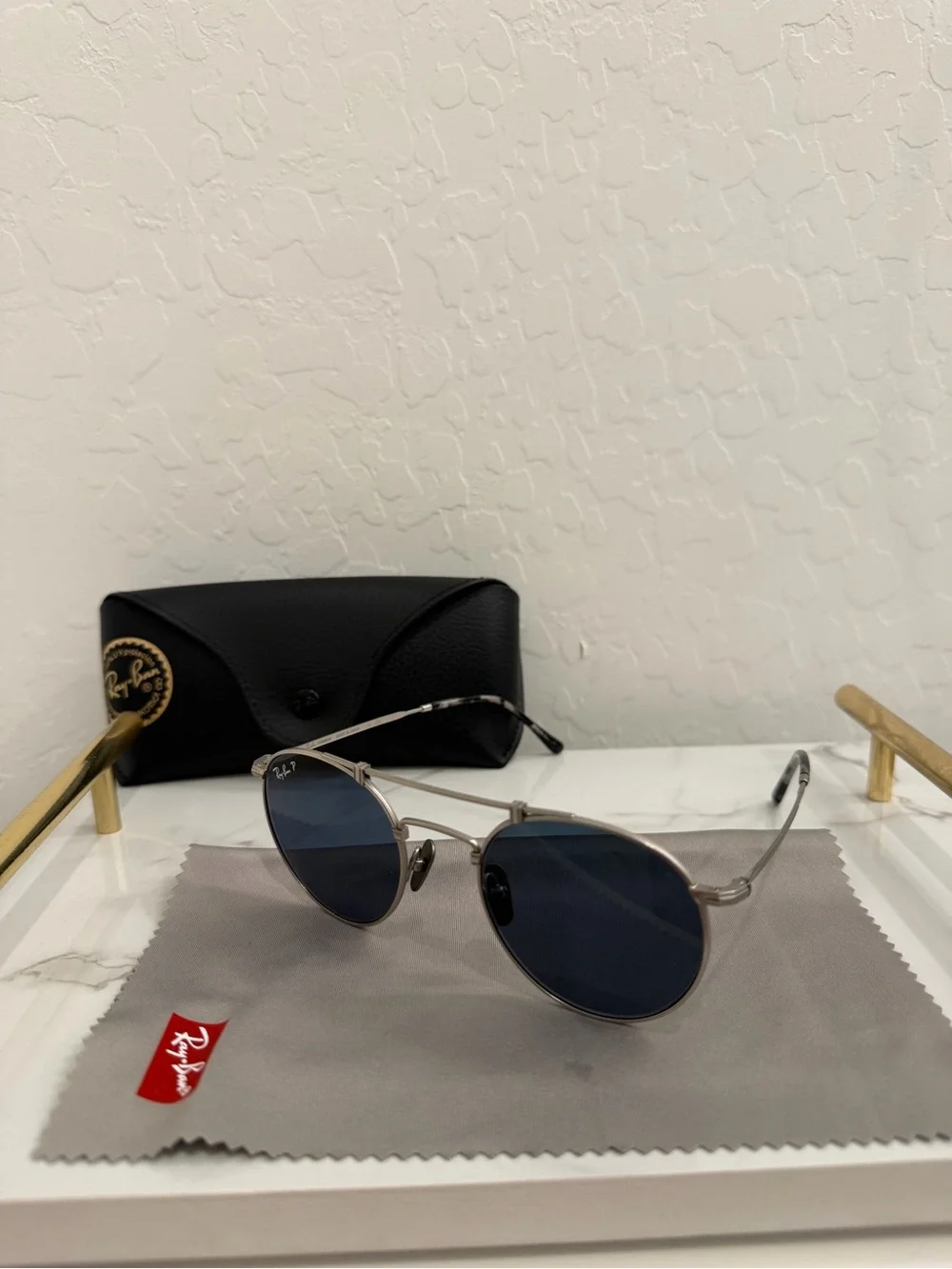 Ray-Ban RB8147M TITANIUM SUNGLASSES Special Edition Round Silver